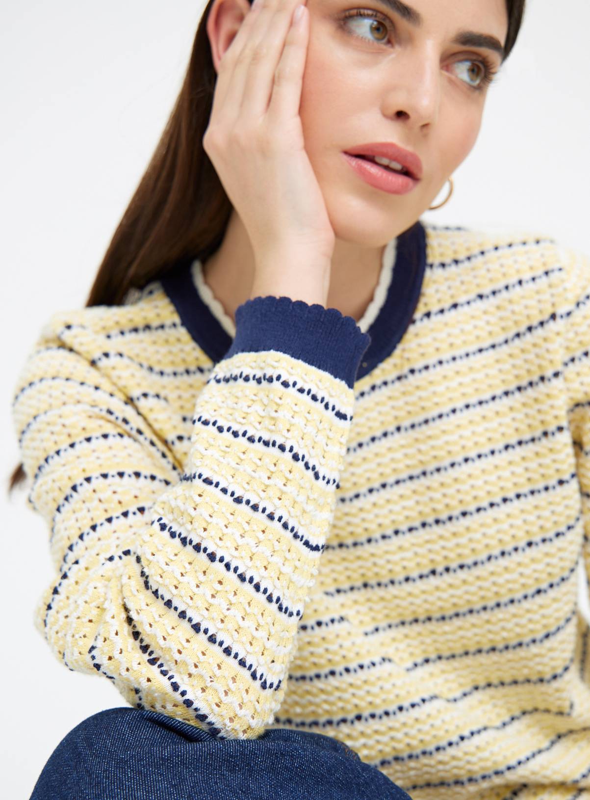 Yellow Stitch Stripe Cropped Jumper 8 - Image 3